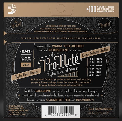 D'Addario EJ43 Pro Arte Light Tension Nylon Classical Guitar String Set