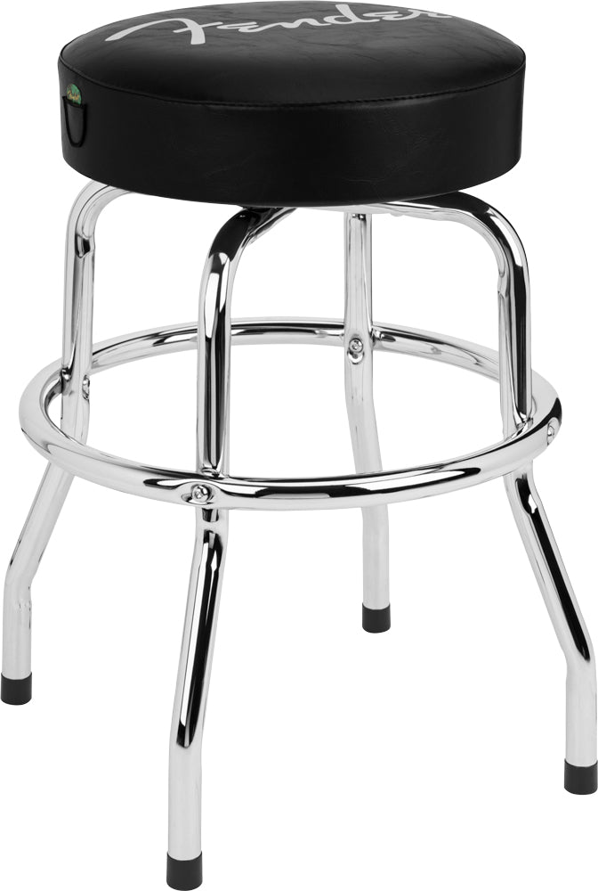Fender Spaghetti Logo Pick Pouch Barstool, Black/Chrome, 24"