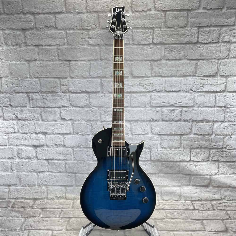 USED-B-STOCK ESP Alex Skolnick AS-1 FR FM Electric Guitar - Black Aqua Sunburst
