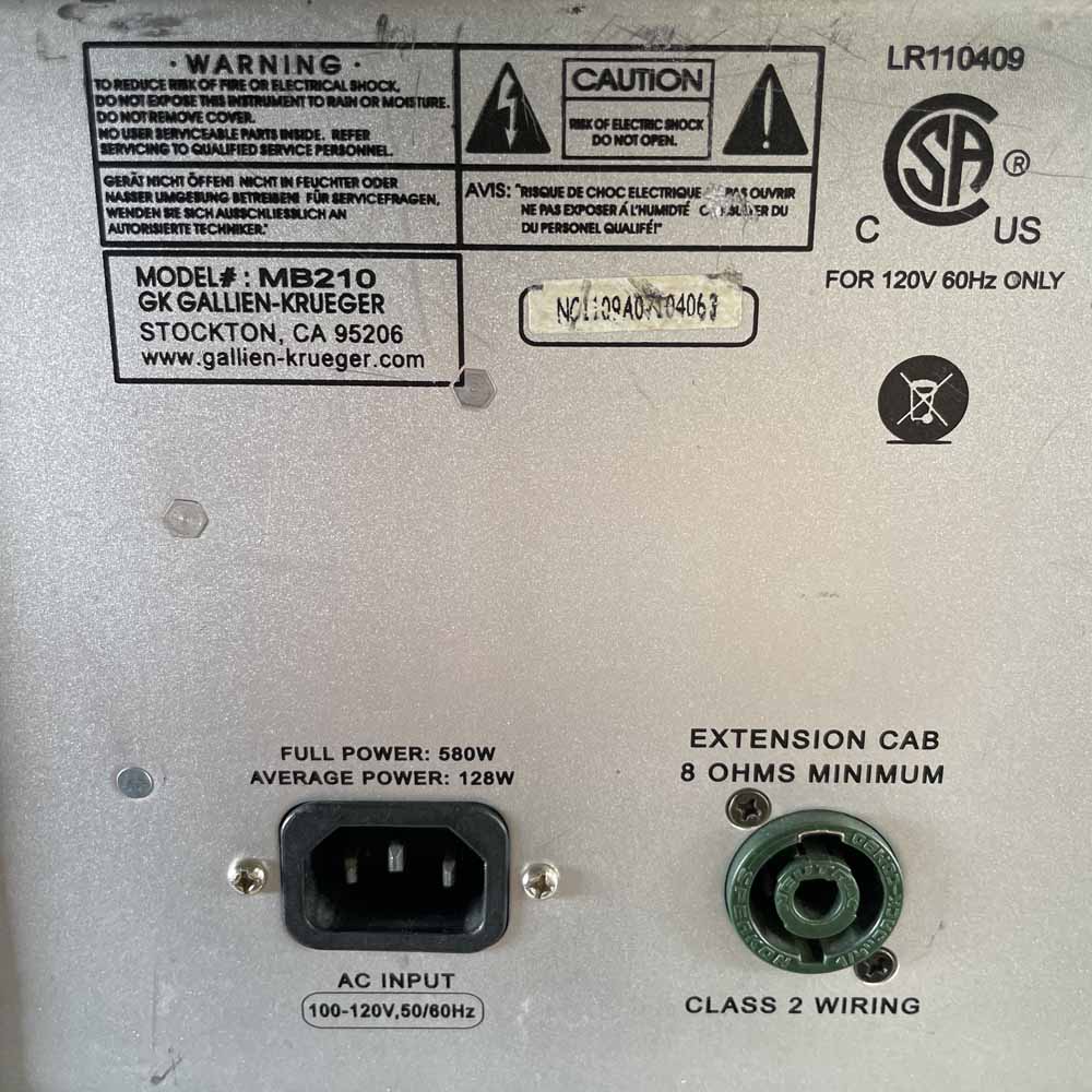 Used:  Gallien-Krueger MB210 500W Ultra Light Bass Combo Amp