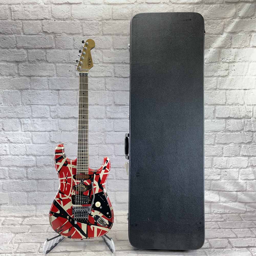 Used:  EVH Guitars Striped Series Relic Frankie Electric Guitar - Red/Black/White