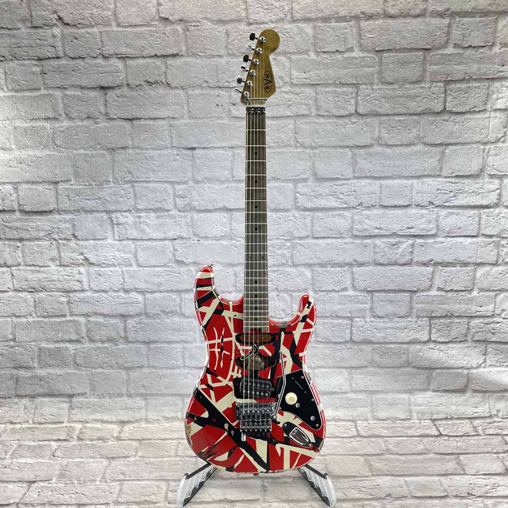Used:  EVH Guitars Striped Series Relic Frankie Electric Guitar - Red/Black/White