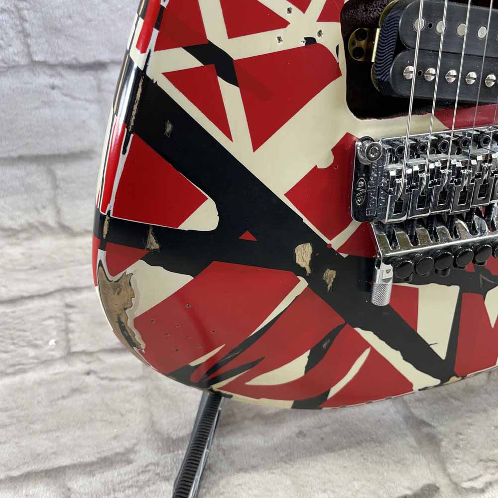 Used:  EVH Guitars Striped Series Relic Frankie Electric Guitar - Red/Black/White