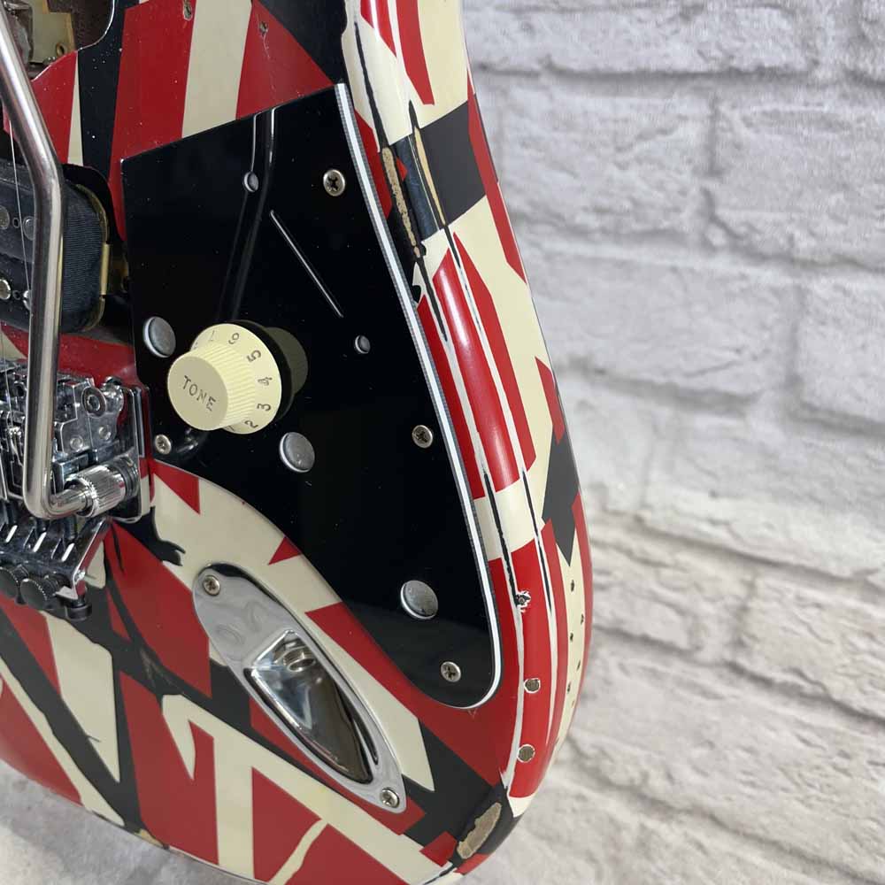 Used:  EVH Guitars Striped Series Relic Frankie Electric Guitar - Red/Black/White