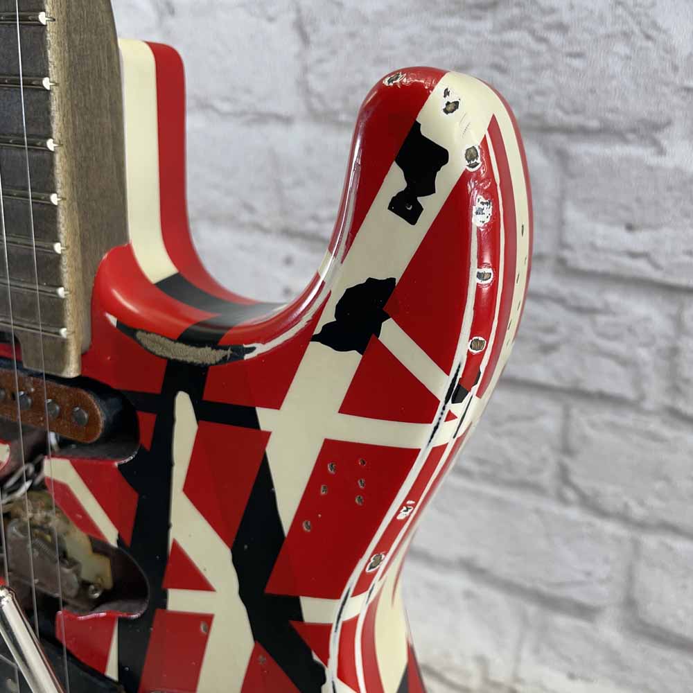 Used:  EVH Guitars Striped Series Relic Frankie Electric Guitar - Red/Black/White