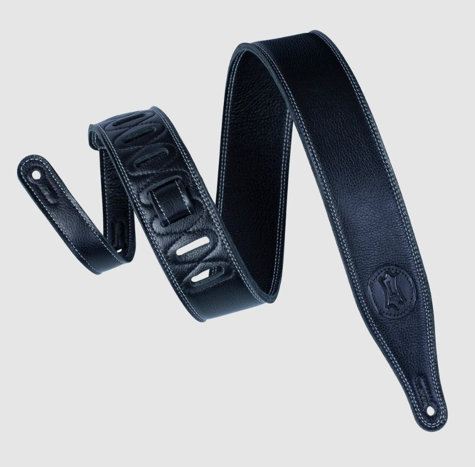 Levy's Leathers 2 1/2" Wide 'Super Soft' Black Garment Leather Guitar Strap In Three-Ply Leather
