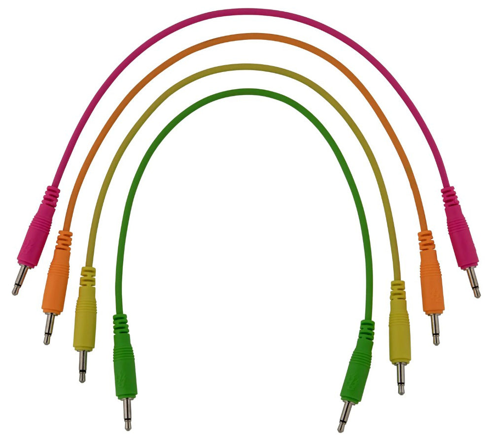 Pig Hog Patch 4pk of 12" Mono Patch Cables 3.5mm - Neon Colors