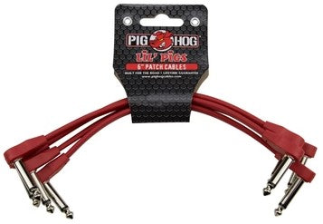 Pig Hog Lil Pigs 6in Low Profile Patch Cables - 4 pack, Candy Apple Red