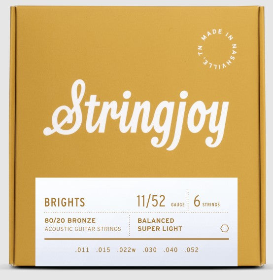 Stringjoy Brights Super Light (11-52) 80/20 Bronze Acoustic Guitar Strings