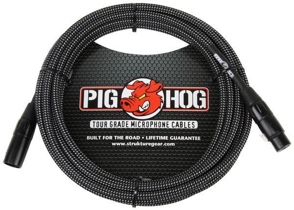 Pig Hog Tour Quality 20' Black and White Woven Microphone Cable XLR-XLR