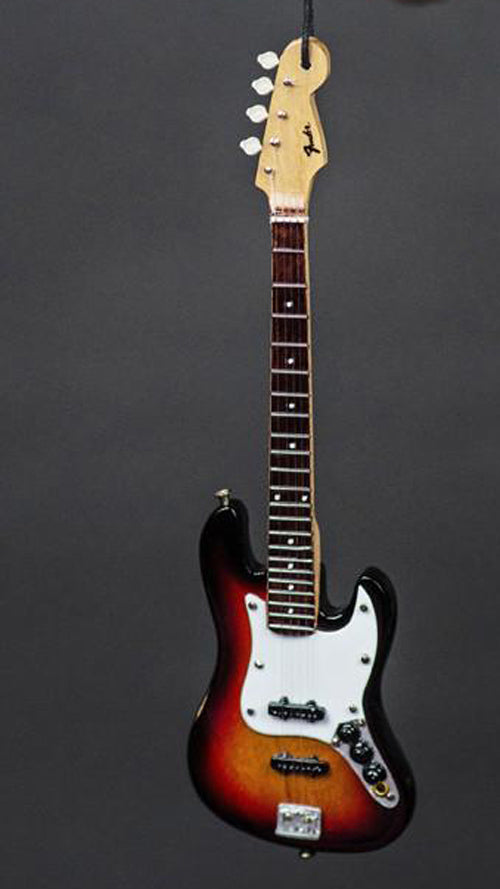 AXE HEAVEN 6" Fender Sunburst Jazz Bass Guitar Holiday Ornament