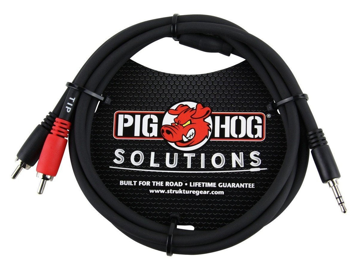 Pig Hog - 3Ft Stereo Breakout Cable, 3.5MM To Dual RCA