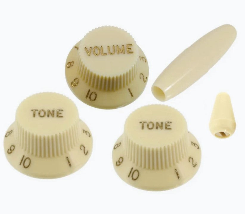 Allparts PK-0178-048 Vintage Cream Knob Set for Stratocaster