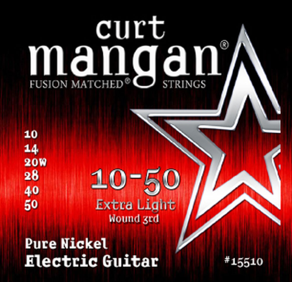 Curt Mangan 10-50 Pure Nickel Electric Guitar Strings Extra Light Wound 3rd
