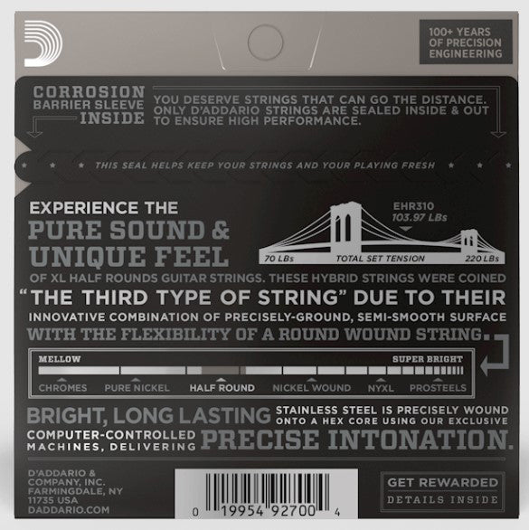 D'Addario EHR310 Half Round Reg Light Set Guitar Strings