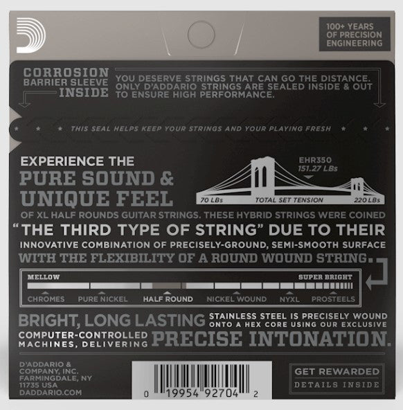 D'Addario EHR350 Half Round Jazz Light Set Guitar Strings