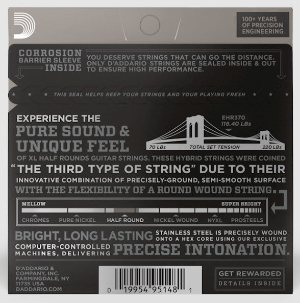 D'Addario EHR370 11-49 Half Round Medium Set Guitar Strings