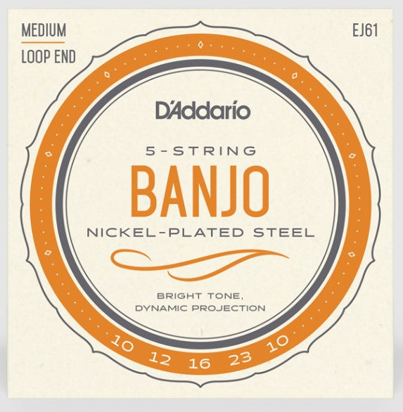 D'Addario Banjo String Set Nickel Wound 10-23 Loop End