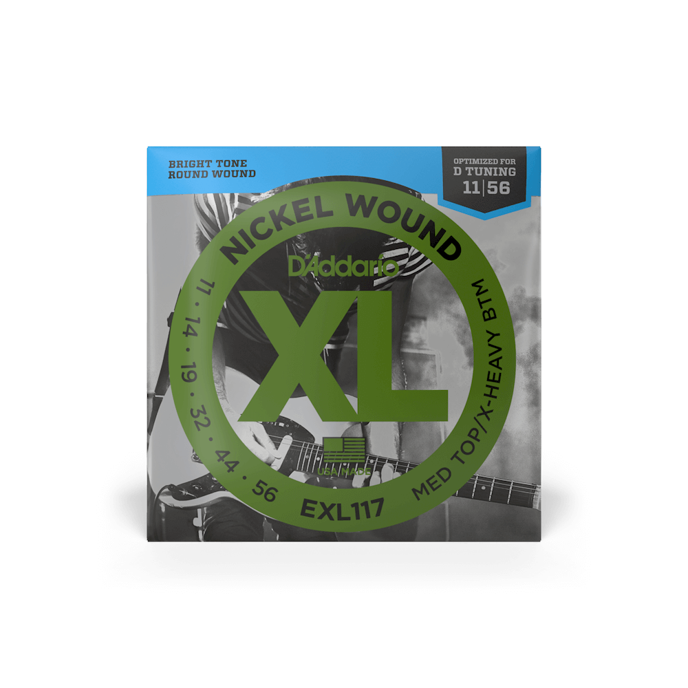 D'Addario EXL117 Medium Top/Extra Heavy Bottom Electric Guitar String Set, 11-56