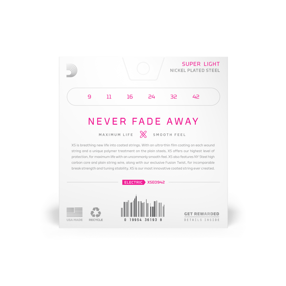 D'Addario XSE0942 Extra Light Coated Electric Guitar Strings - 9-42