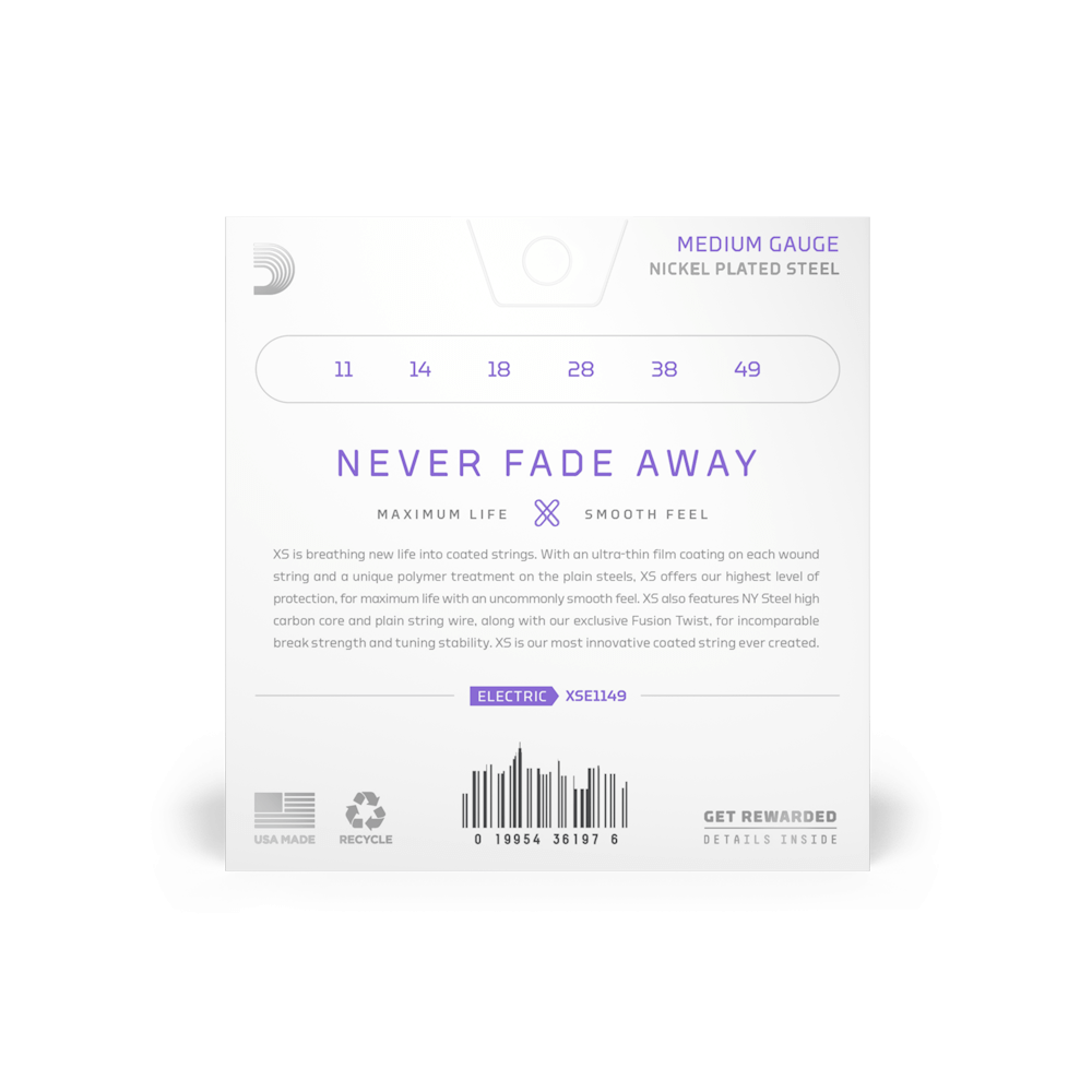 D'Addario XSE1149	Medium Light Coated Electric Guitar Strings -  11-49