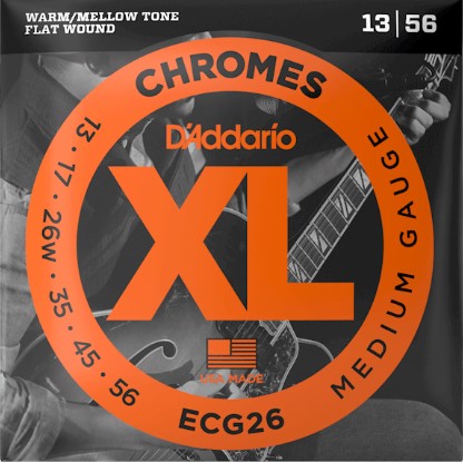 D'Addario ECG26 Chromes Flat Wound, Medium, 13-56