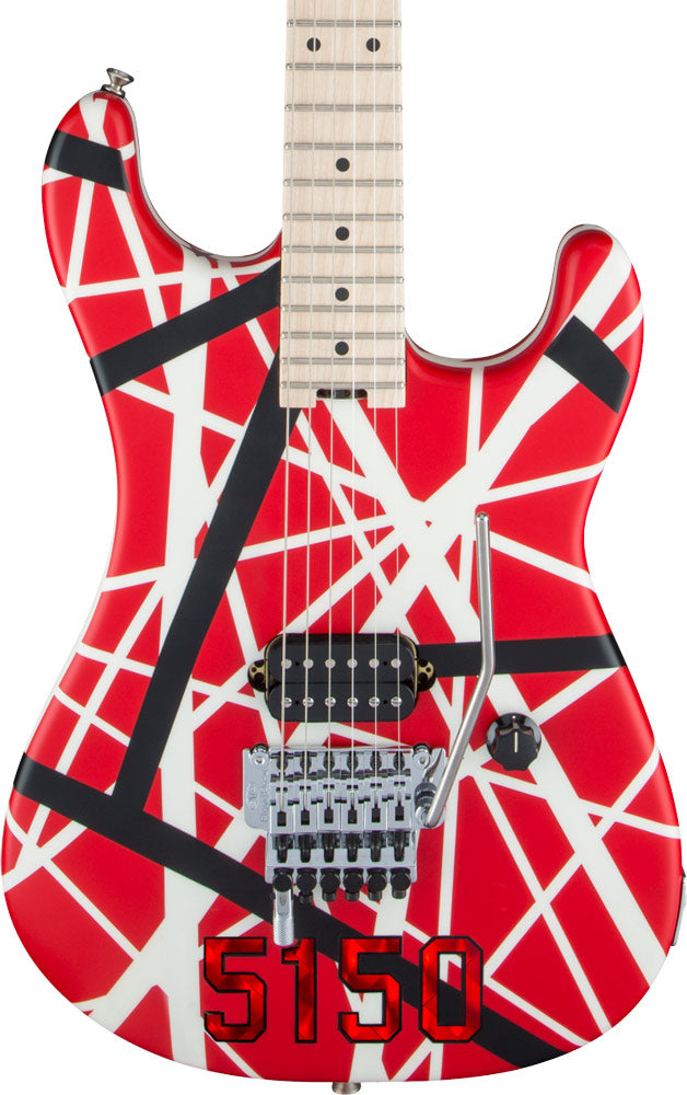 5150　Music　Black　EVH　with　Red　–　White　Guitars　Flipside　and　Striped　Series　Stripes