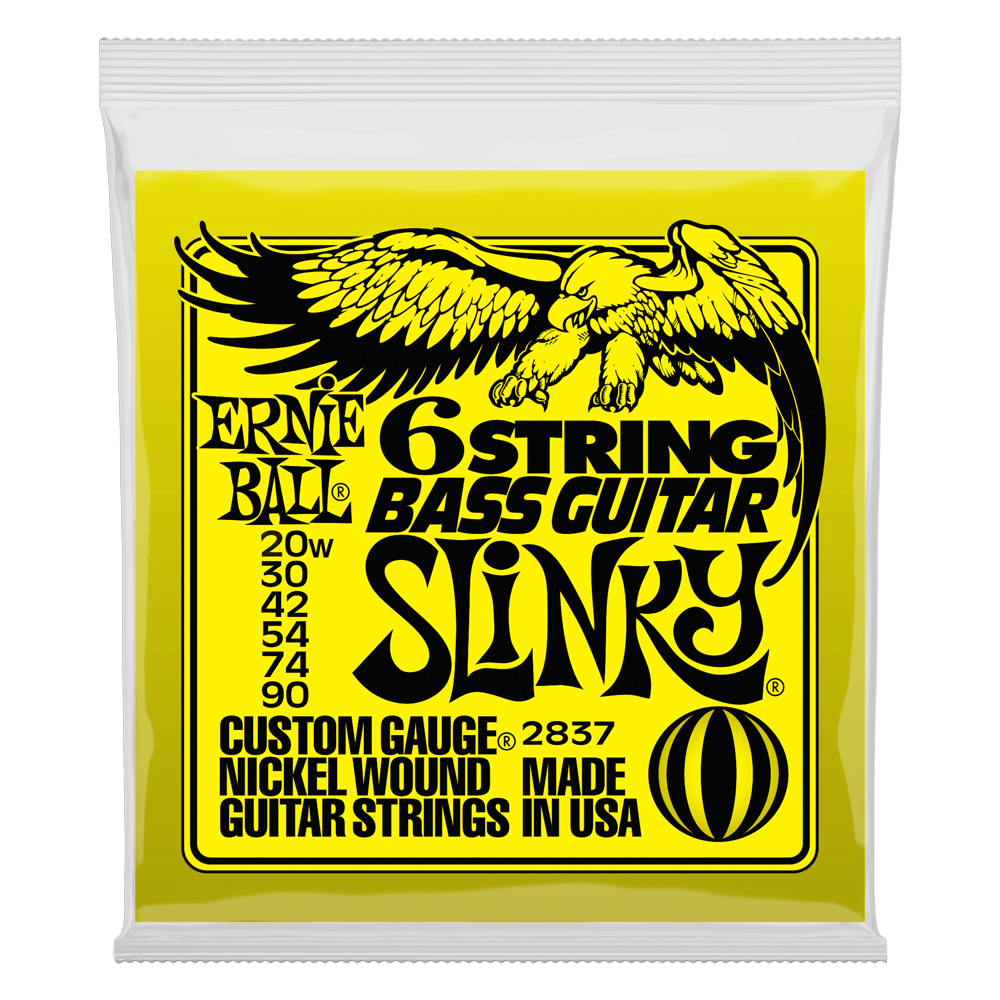 Ernie Ball Bass Slinky 6-String W/Small Ball End 29 5/8 Scale Bass Guitar Strings 20-90 Gauge