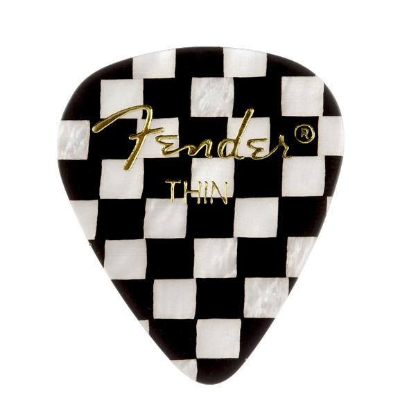 Fender 351 Shape Checker Graphic Guitar Pick Pack 12 Pack, Thin