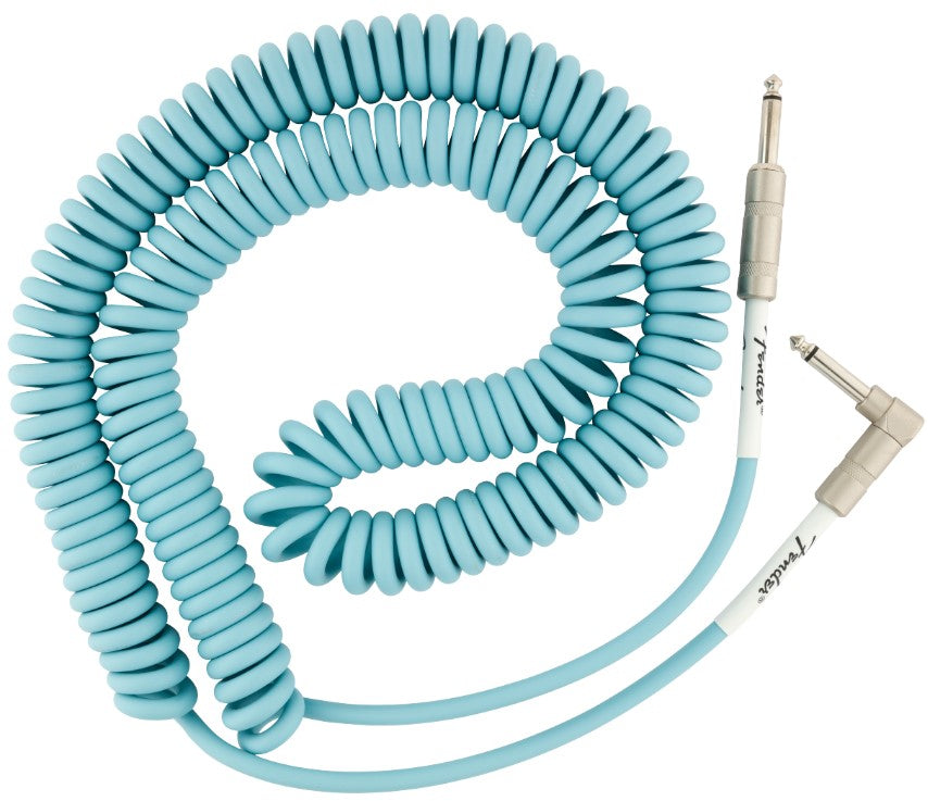 Fender Original Series Coil Cable, Straight-Angle, 30', Daphne Blue