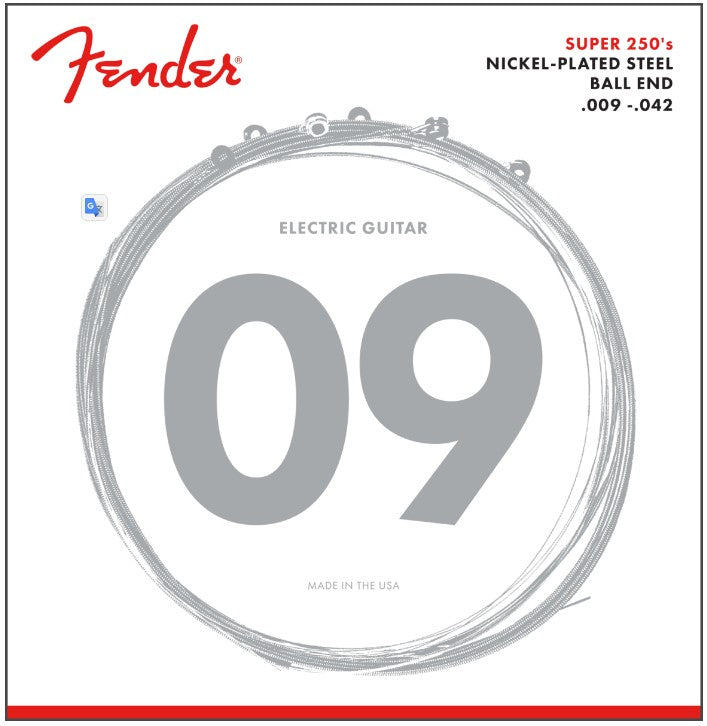 Fender Super 250 Guitar Strings, Nickel Plated Steel, Ball End