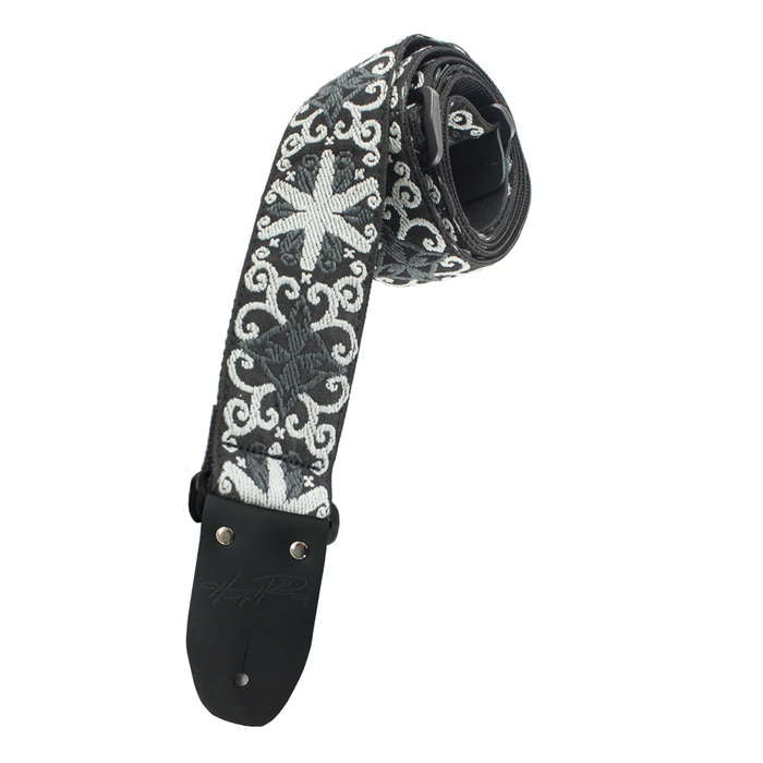 Henry Heller 2" Woven Jacquard Guitar Strap Black w/Silver Spinner