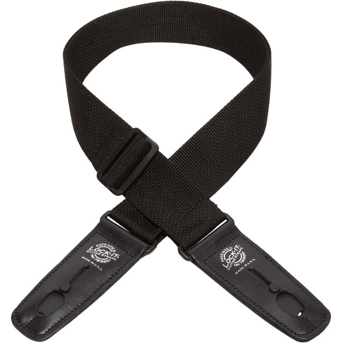 Lock-It Straps - 2" Poly Pro Series Guitar Strap - Black