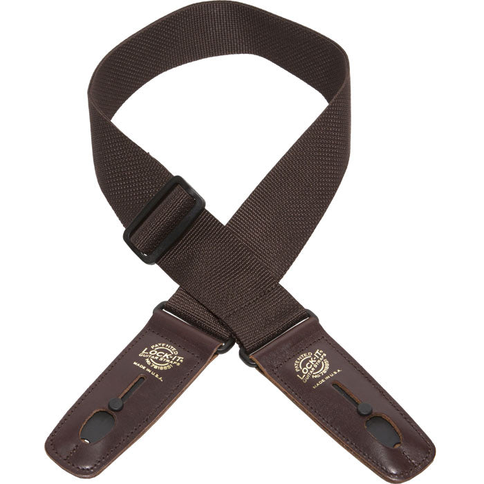 Lock-It Straps - 2" Poly Pro Series Guitar Strap - Brown