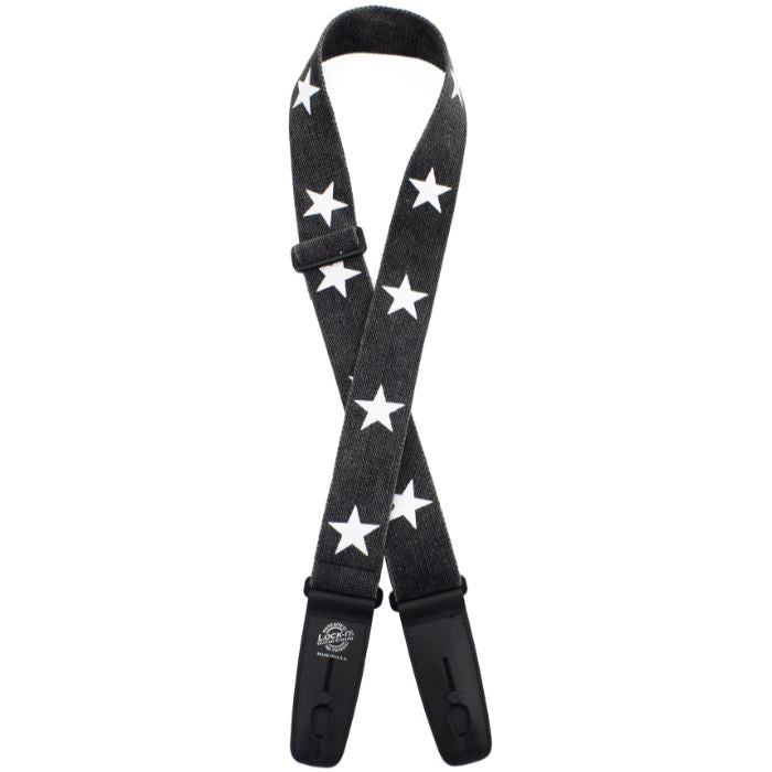 Lock-it Straps Designer Series 2"  Guitar Strap - Black Star
