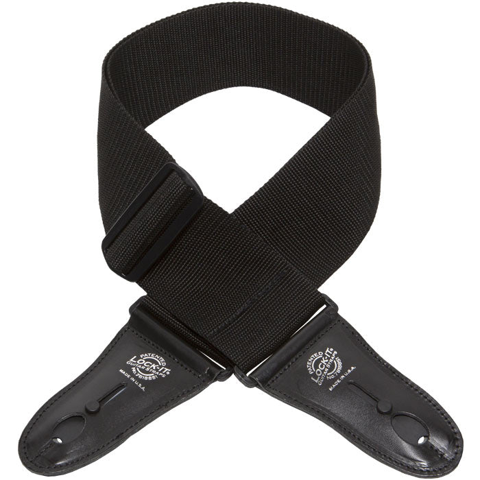 Lock-It Straps - 3" Poly Pro Series Guitar Strap - Black
