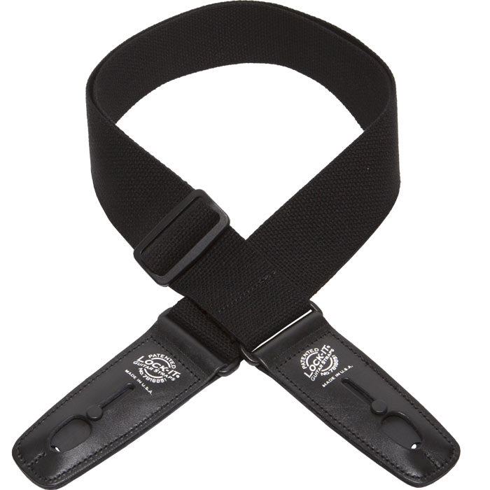 Lock-It Straps - 2" Cotton Series Guitar Strap - Black