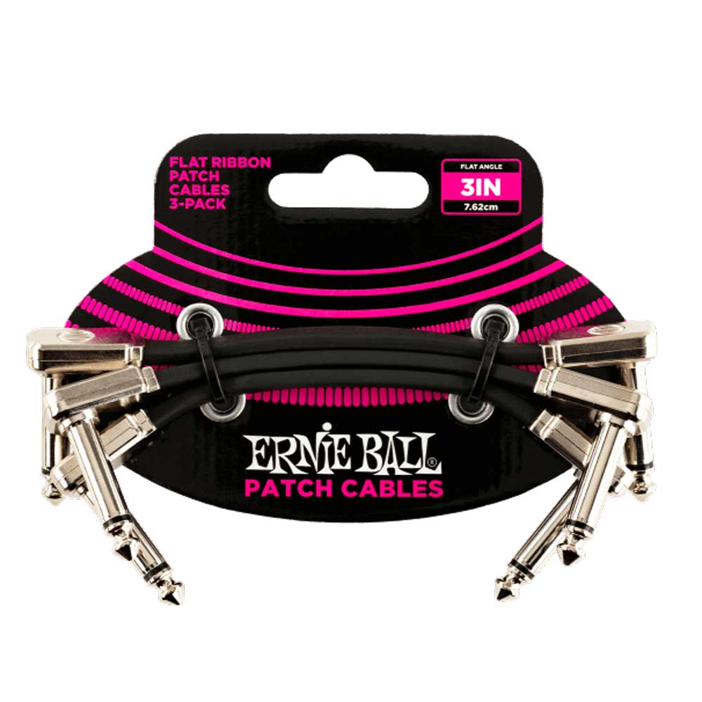 Ernie Ball 3" Flat Ribbon Patch Cable 3-Pack - Black