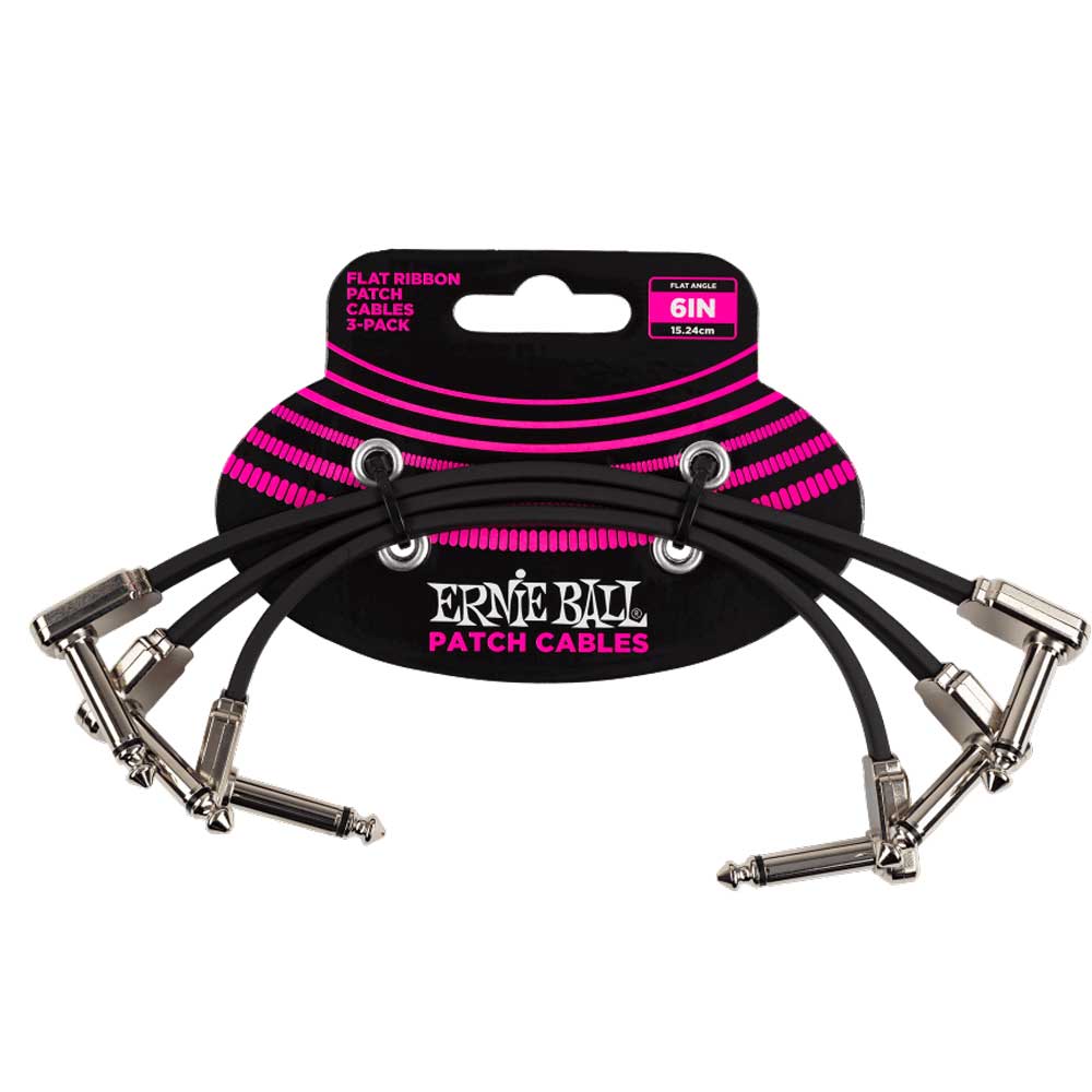 Ernie Ball 6" Flat Ribbon Patch Cable 3-Pack