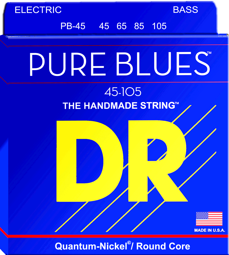 DR Strings Pure Blues PB-45 Bass Handmade Guitar Strings - W/Quantum Nickel Alloy 45-105