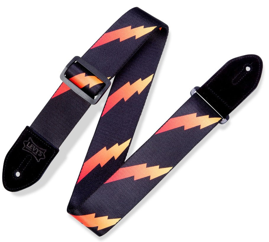 Levy's Leathers 2" PRINT SERIES Rainbolt Black/Red Guitar Strap – MPRB2-002