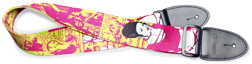 Stagg Terylene Guitar Strap with "Pop girl" Pattern