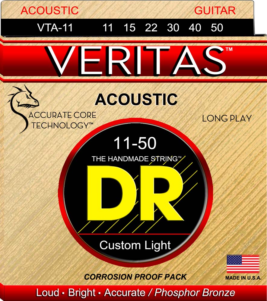 DR Strings Veritas VTA-11 Acoustic Guitar Strings W/ACT - 11/50 Custom Light