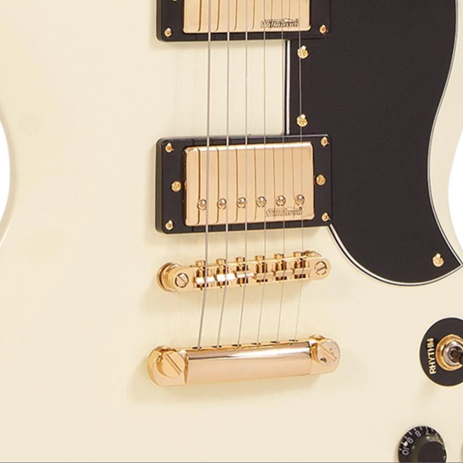 Vintage Guitars VS6 ReIssued Electric Guitar ~ Vintage White/Gold Hardware