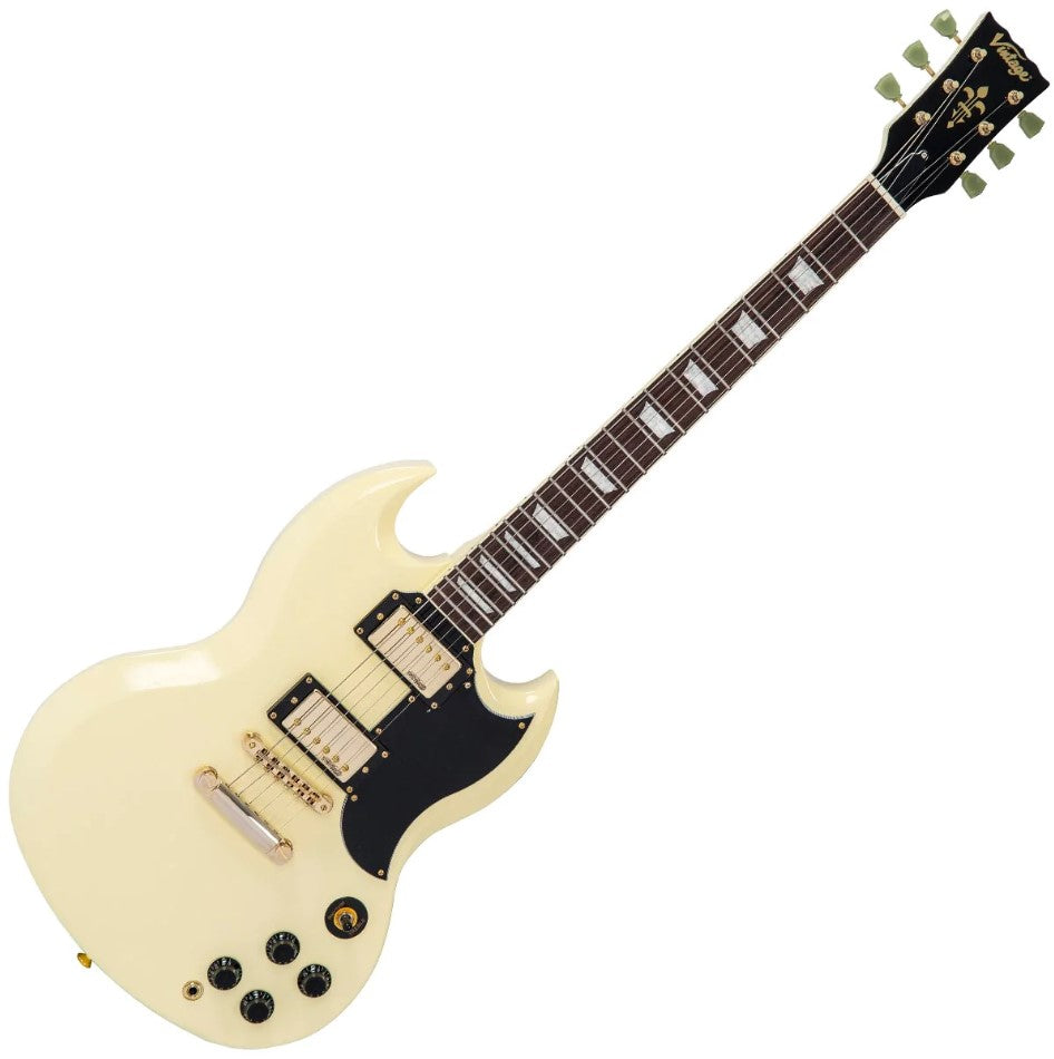 Vintage Guitars VS6 ReIssued Electric Guitar ~ Vintage White/Gold Hardware