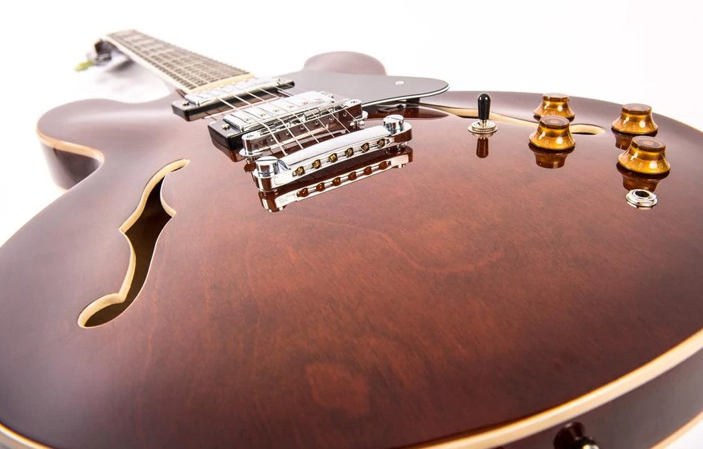 Vintage Guitars VSA500 ReIssued Semi Acoustic Guitar ~ Natural Walnut