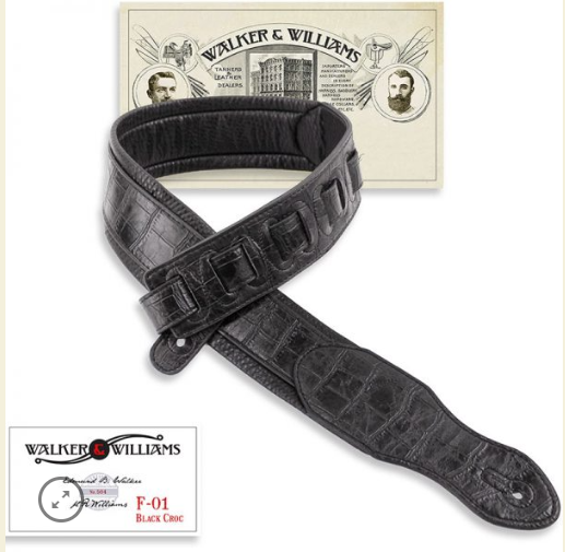 Walker and Williams F-01 Black Gator Padded Strap