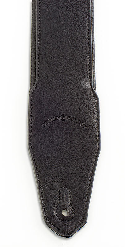 Walker and Williams G-15 Black Pebble Guitar Strap with Padded Glove Leather Back