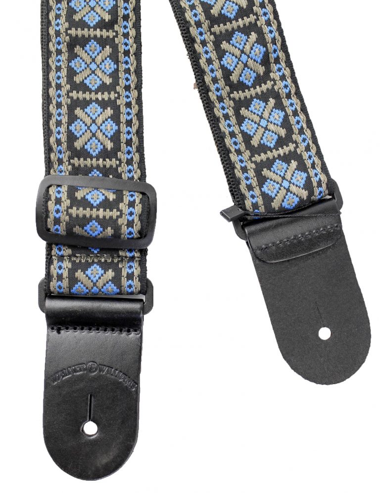 Walker and Williams H-13 Vintage Series Woven Hootenanny Hippie Strap Blue & Grey