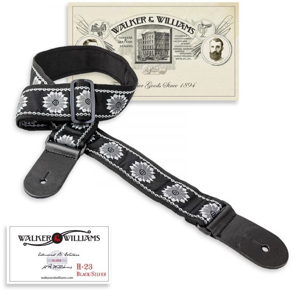 Walker and Williams H-23 Vintage Series Woven Strap Black & Silver